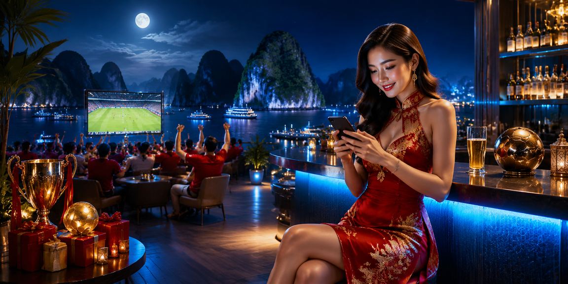 Người dùng xem tỷ lệ kèo bóng đá tại lễ hội Hạ Long