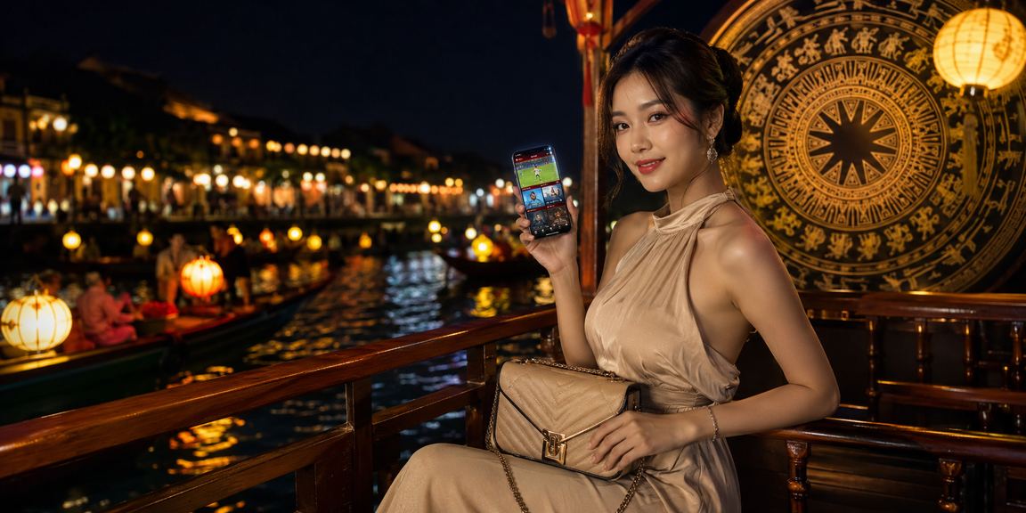Người dùng tìm kiếm voucher cá cược thể thao tại phố cổ Hội An